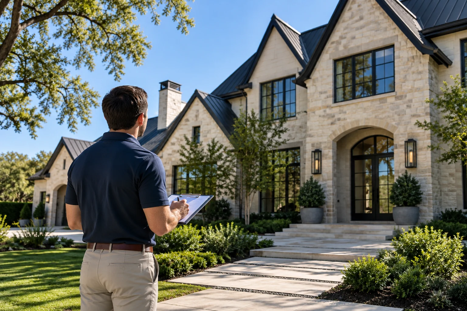 The New Appraisal Report Arrives Nov. 2: What Austin Sellers and Buyers Need to Know Appraiser inspecting the exterior of a stone Austin home ahead of the UAD 3.6 appraisal report transition