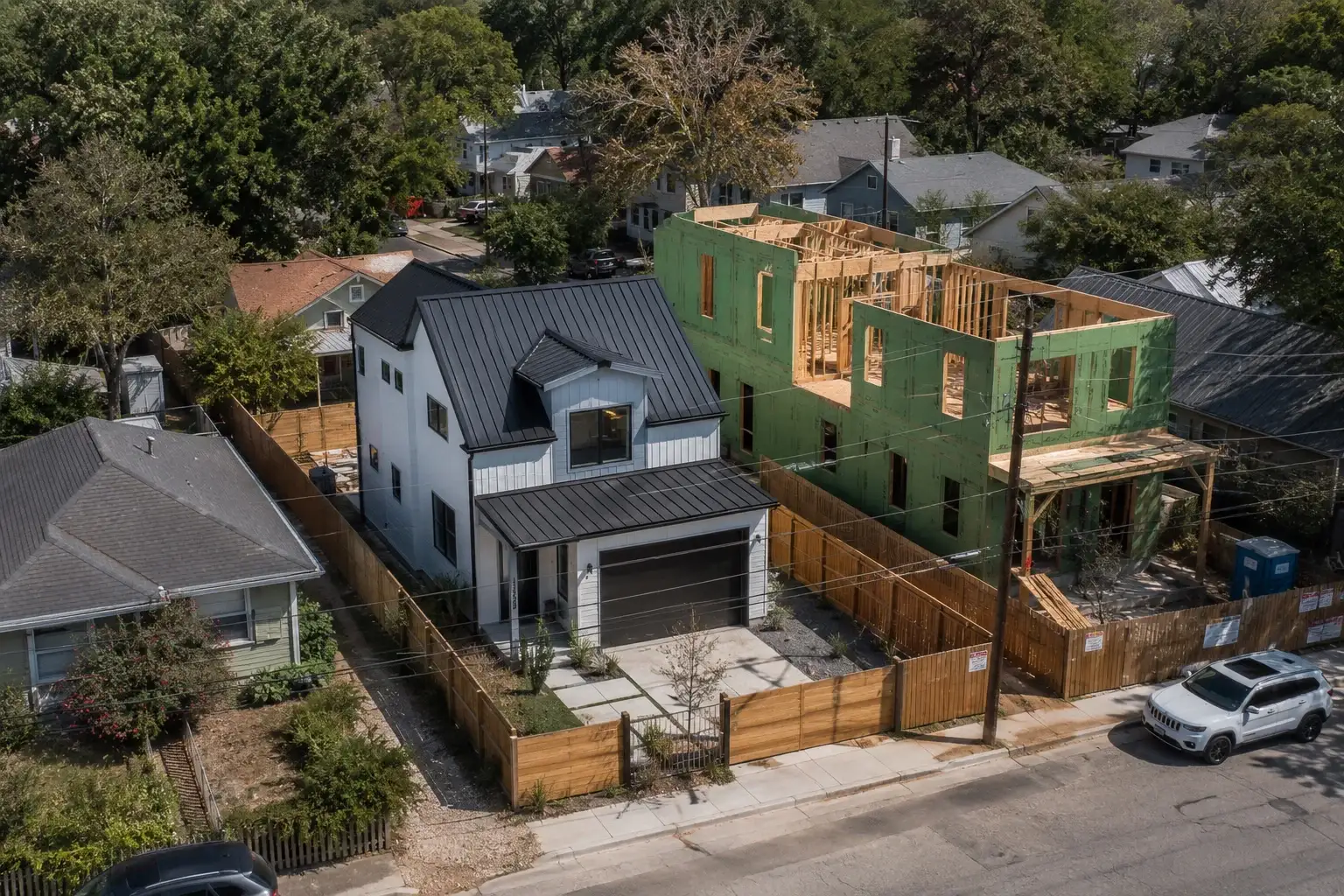 Austin Redevelopment Opportunities: How to Identify, Evaluate, and Act on Underutilized Property Austin redevelopment opportunity showing infill residential development and new construction replacing older housing stock